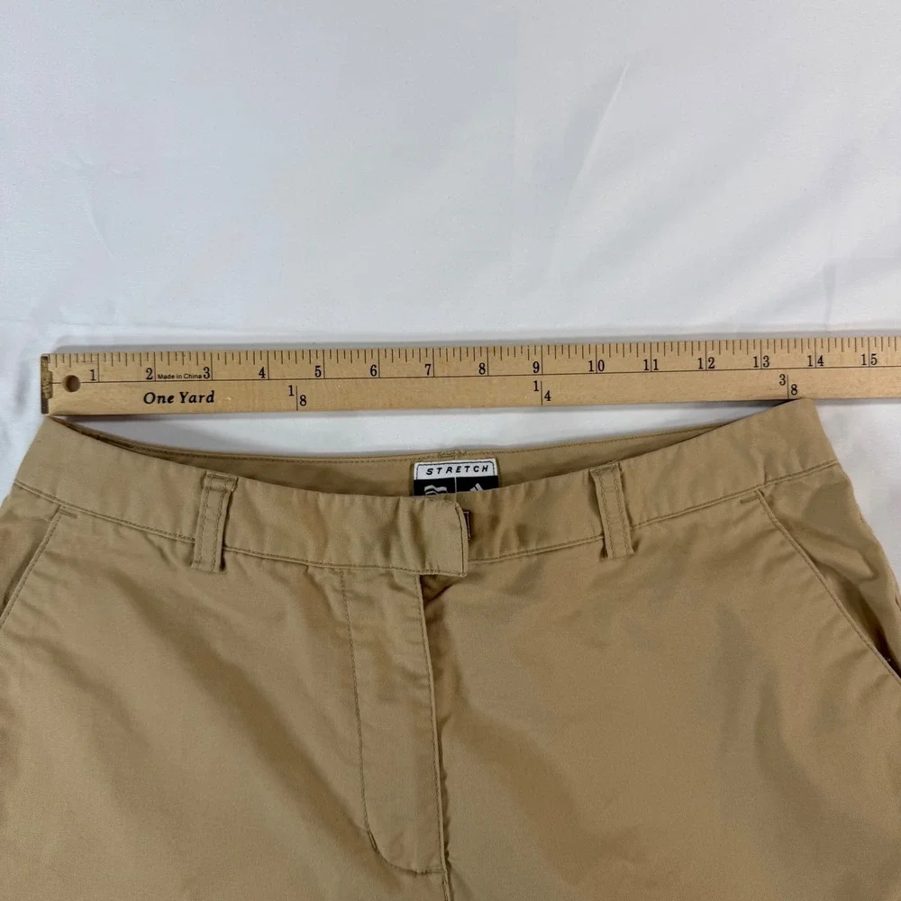 Adidas Women Golf Shorts Tan Khaki Stretch Cotton Blend Size 8 Activewear